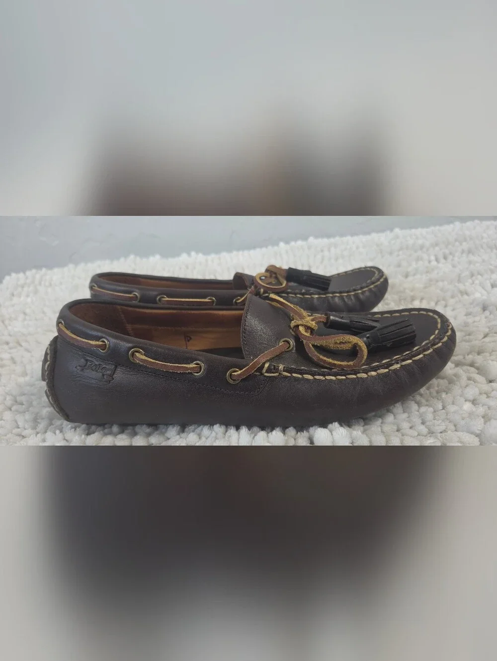 Polo Ralph Lauren Anders Loafers Men’s 7.5 Brown Leather Preppy Coastal Nautical